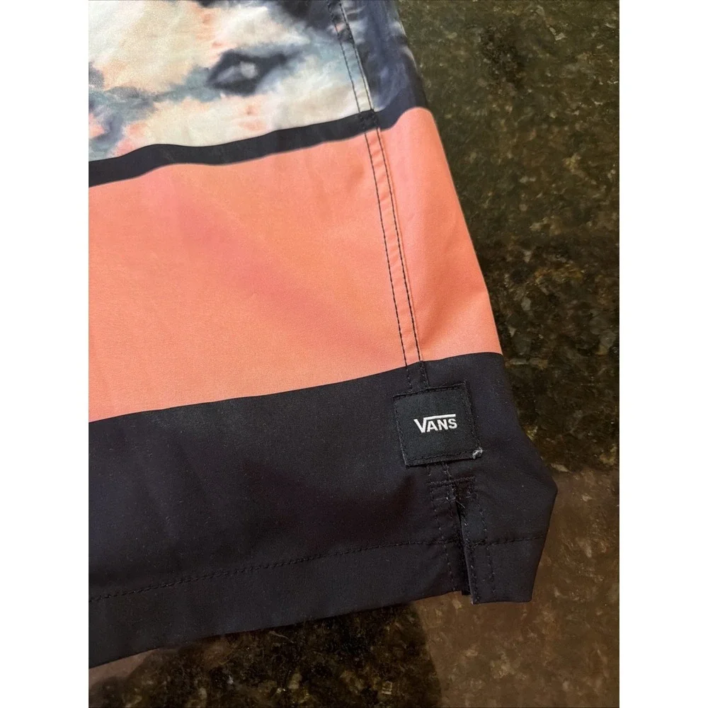 Vans Men's Boardshorts Sz 29 Skater Surfer Y2K Vibes Black Peach Tie Dye Summer‎